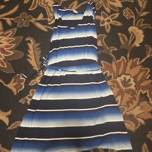 Striped Blue and White Sleeveless Dress
